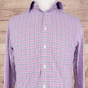 Charles Tyrwhitt Dress Shirt Mens 15.5 35 Plaid Non Iron Slim Fit French Cuff